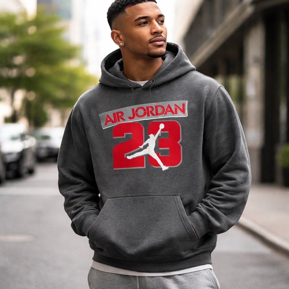 Nike Air Jordan 23 Hoodie XXL Gray Jumpman Graphic Pullover